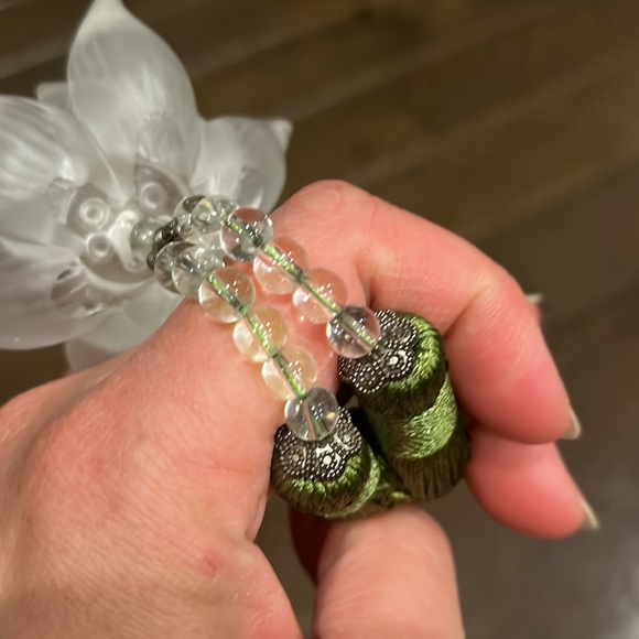 Lucky Lotus silent windchime car mirror decor door knob keychain jade like Glass - Picture 10 of 14